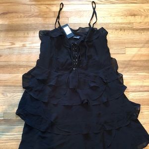 City Chic Lace Up Ruffle Dress Black 16 Plus Size